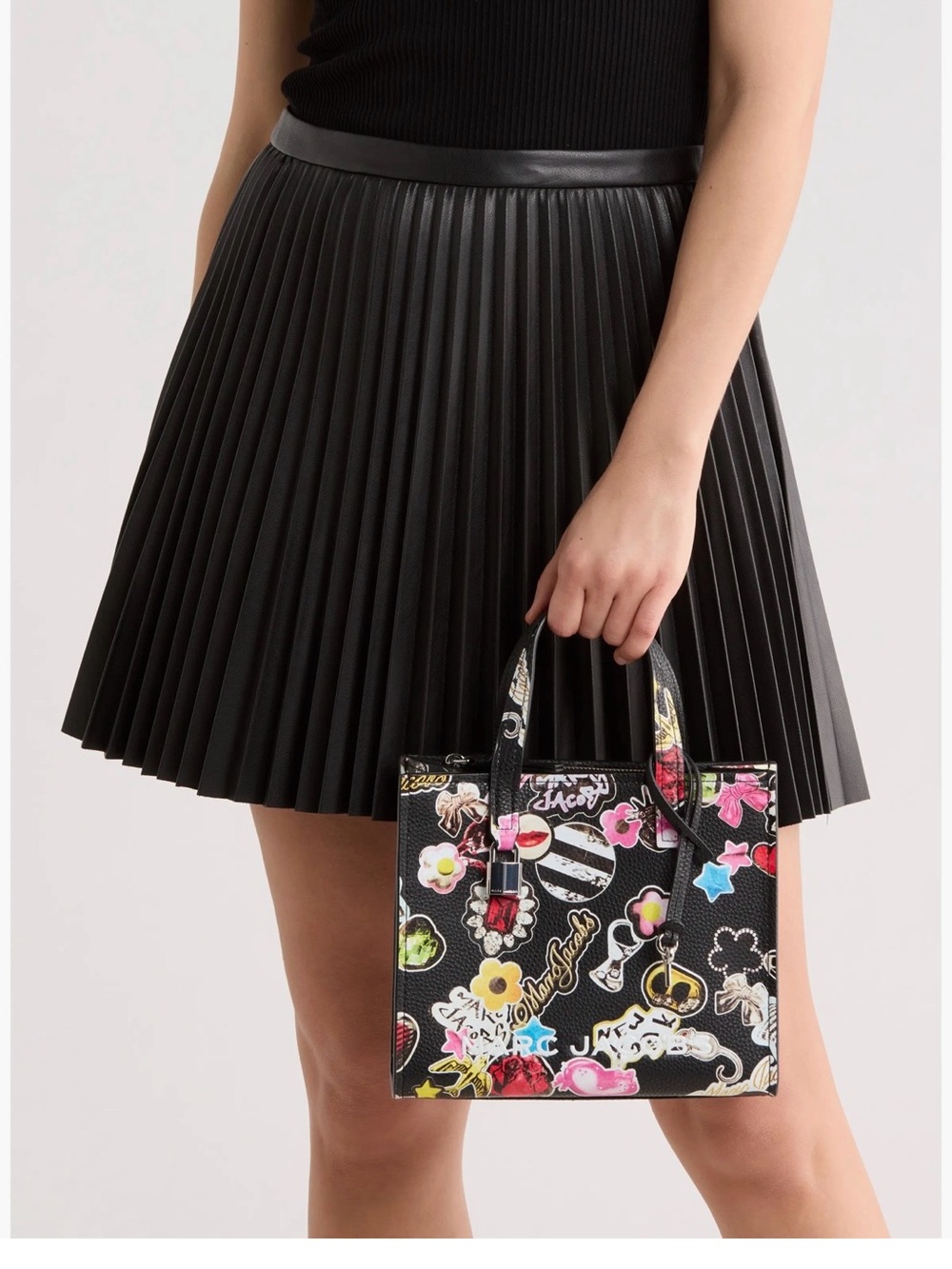 Marc Jacobs Mini Grind Black Sticker Leather Crossbody Bag